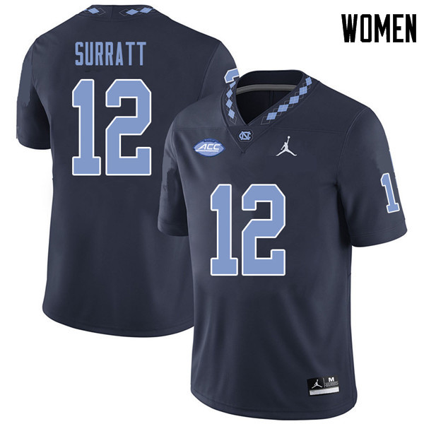 Jordan Brand Women #12 Chazz Surratt North Carolina Tar Heels College Football Jerseys Sale-Navy